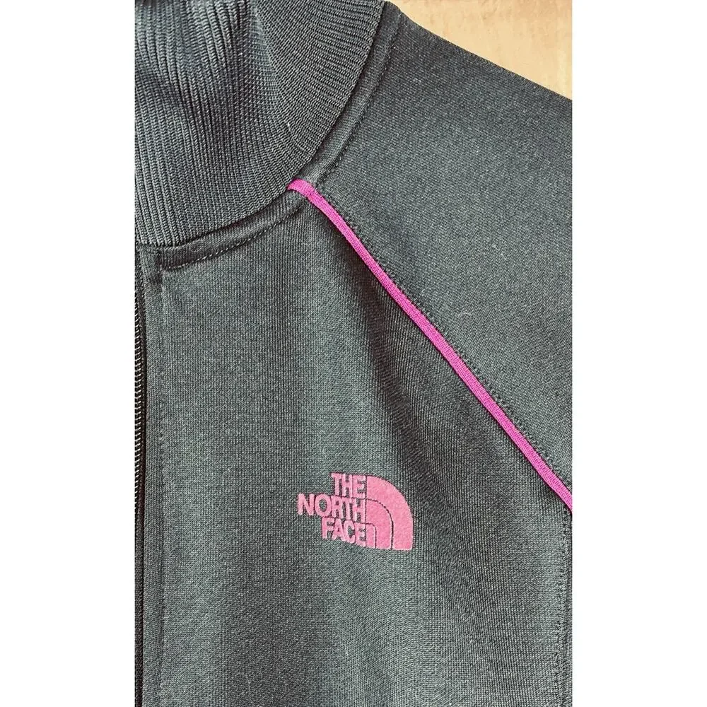 The North Face Sz Youth L Black Hot Pink LS Pkts Full Zip READ